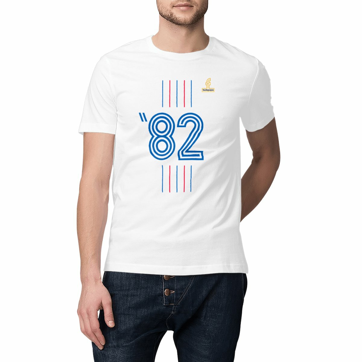 t-shirt foot france 1982 blanc