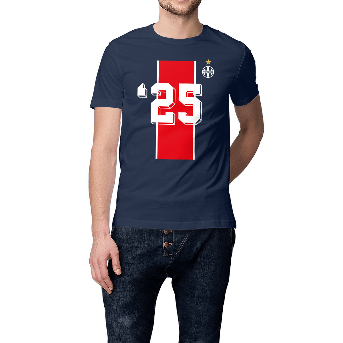 T-shirt PSG champion d'Europe 2025 étoile dorée logo rond